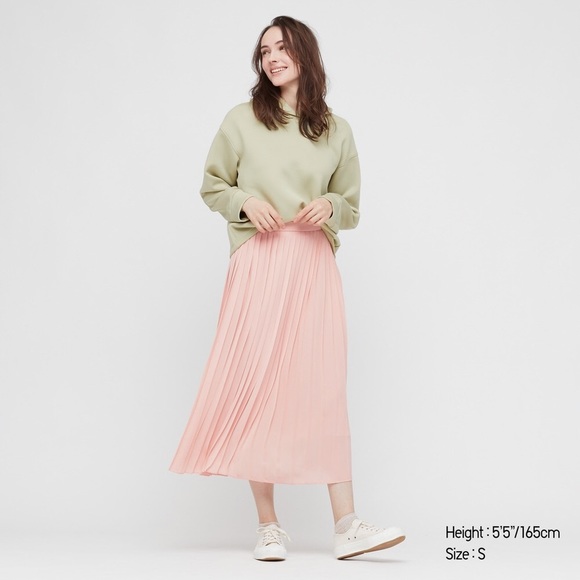 Uniqlo 🩰 Chiffon Blush Pink Pleated Midi Skirt - Picture 4 of 5